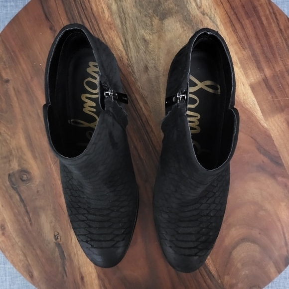 SAM EDELMAN Pretty Western Style Ankle Boot Snakeskin Design Black Women's 7 - Picture 6 of 10